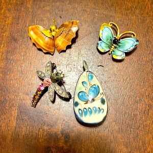 Butterfly and Dragonfly Pin/Pendant Set